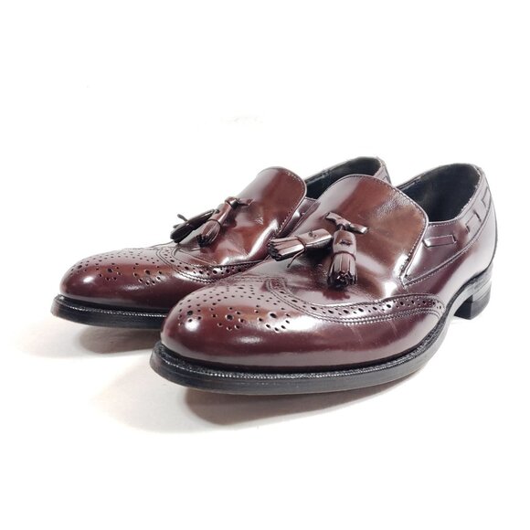 Vintage Hanover Burgundy Leather Tassel Loafers Mens Size 10 B/AA Dress Shoes - Picture 2 of 9